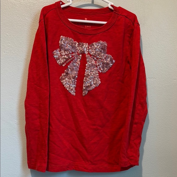 Crewcuts J. Crew Girls Small 6/7 Red Sequin Bow Kids Shirt - Picture 2 of 9